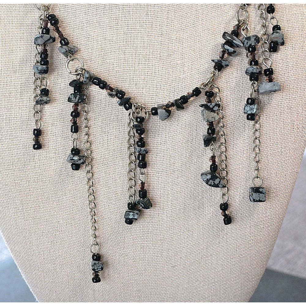Snowflake Obsidian Chip Bead 16"‎ Necklaces - Picture 3 of 5